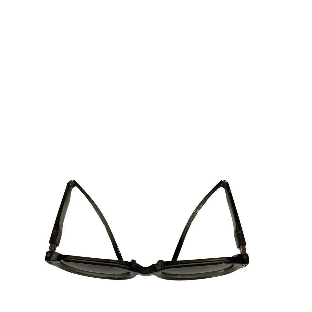 Folding Sunglasses Gray Frame Dark Lenses Oval Travel Case Fashion Accessories‎